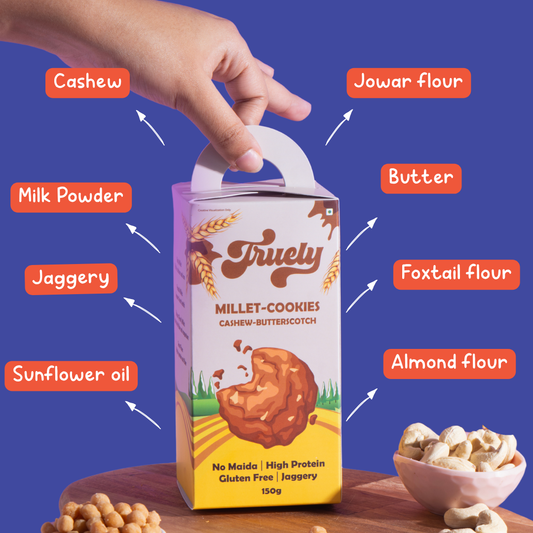 Cashew Butterscotch Millet Cookies -13g Protein