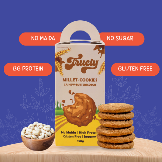 Cashew Butterscotch Millet Cookies -13g Protein