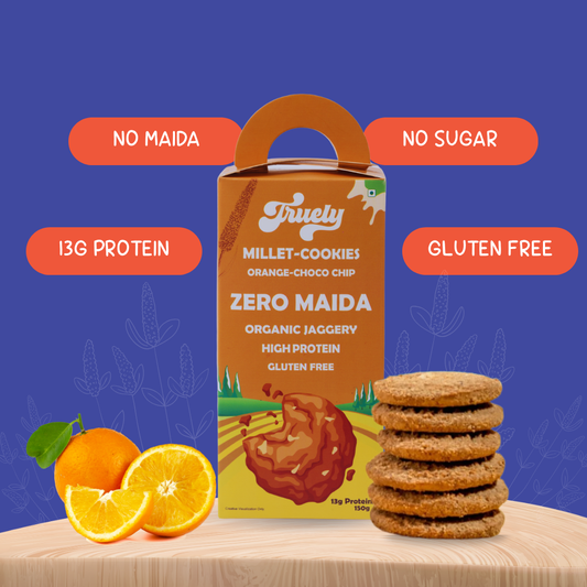 Orange-Choco Chip Millet Cookies - 13g Protein