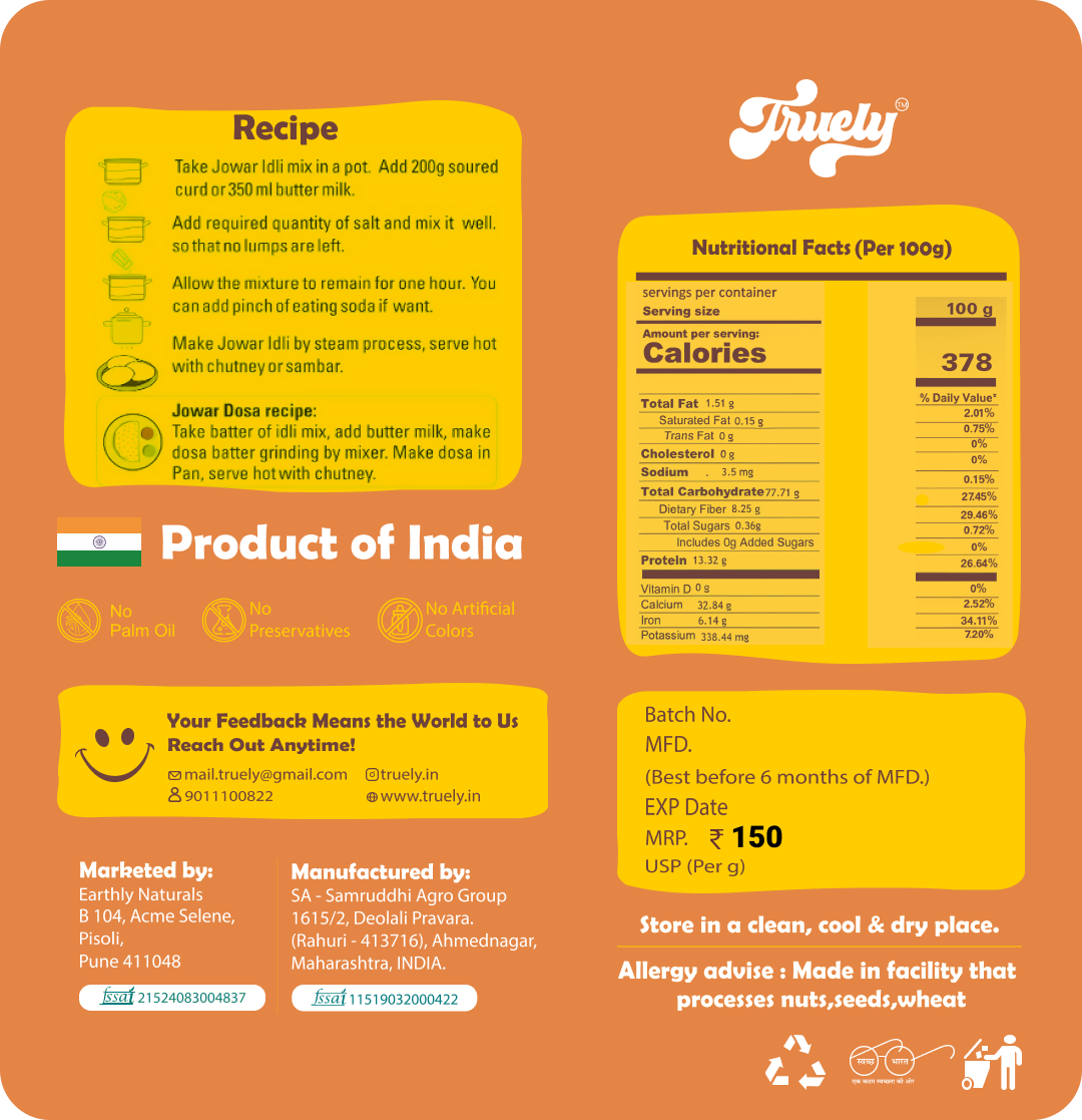 Jowar Idli Mix - 26g Protein