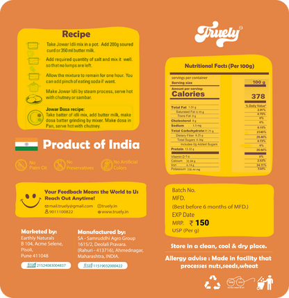 Jowar Idli Mix - 26g Protein